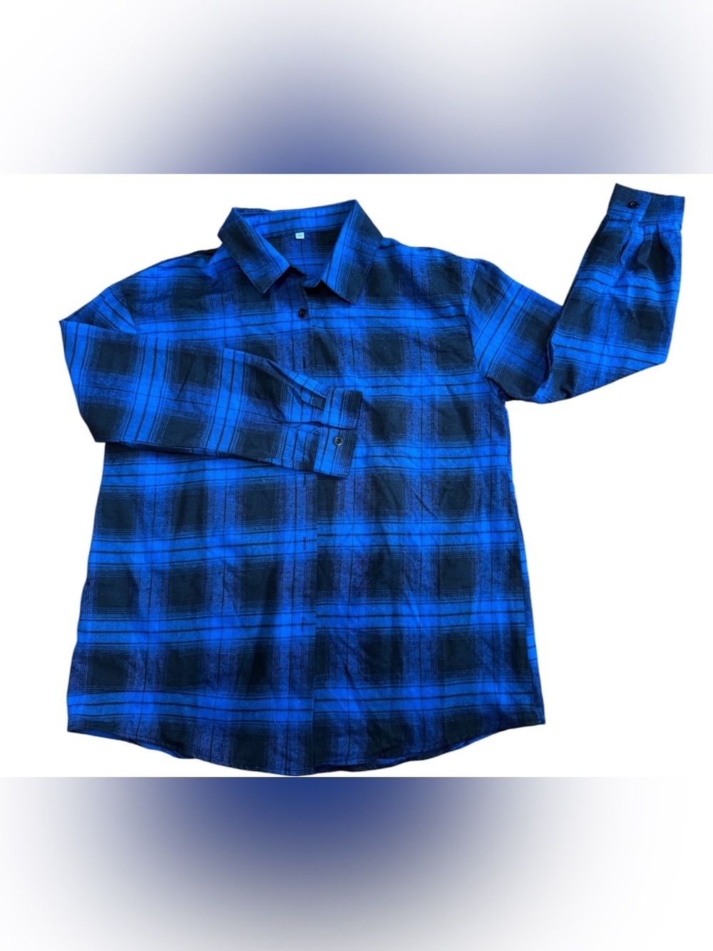 Blue & Black Plaid Long Sleeve Button-Down Shirt – Size XS